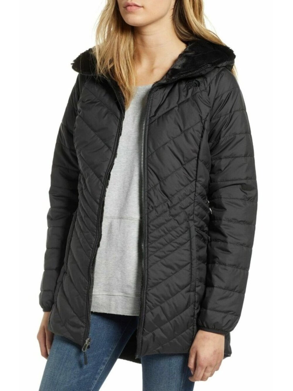 THE NORTH FACE Women's Mossbud Insulated Reversible Parka Jacket Coat, Medium M